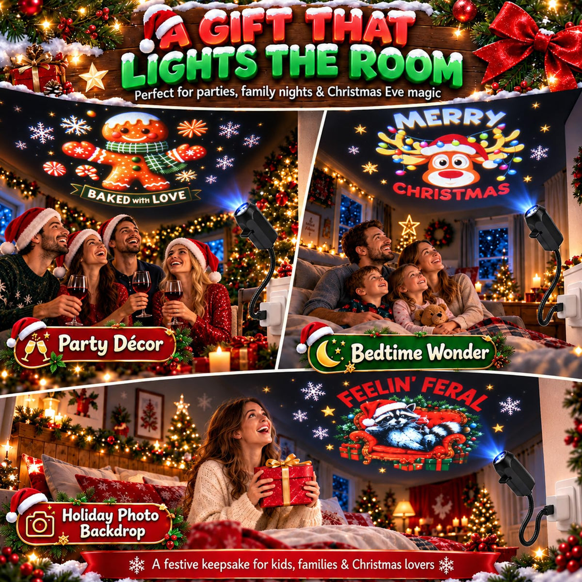 USB Christmas Scene Projector – 6 or 10 Discs