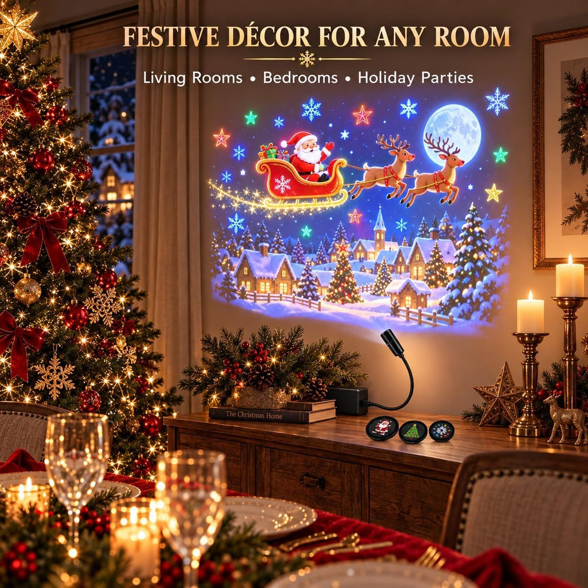 USB Christmas Scene Projector – 6 or 10 Discs