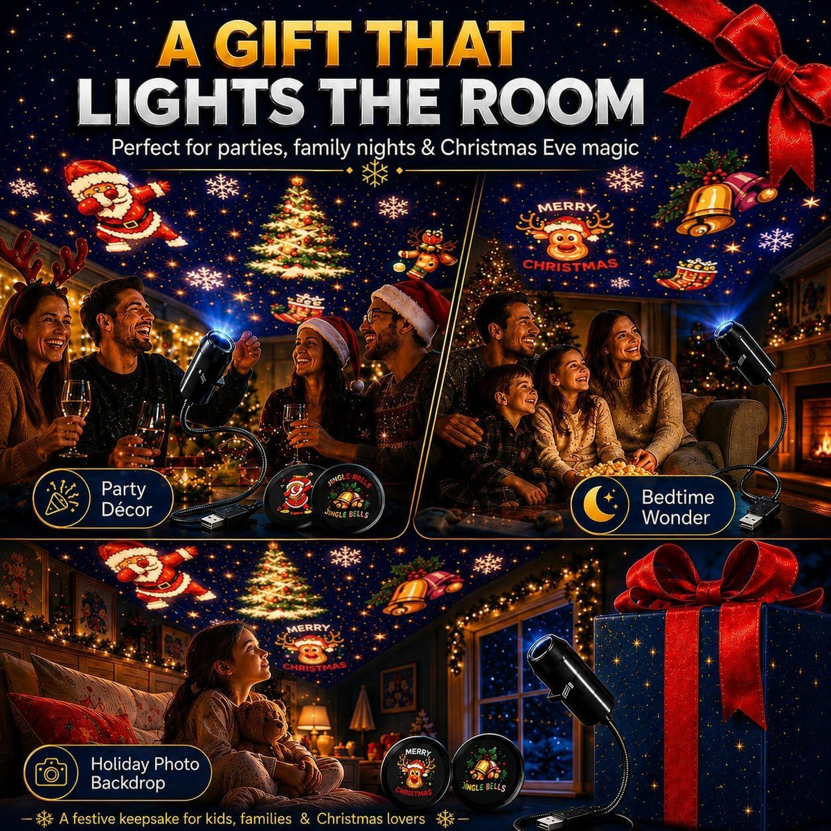 USB Christmas Scene Projector – 6 or 10 Discs