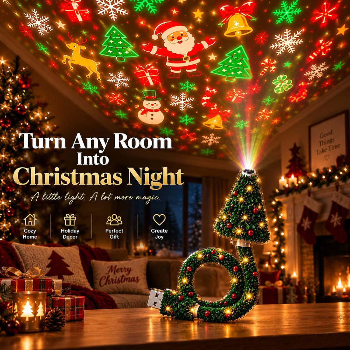 Flexible USB Christmas Light Projector