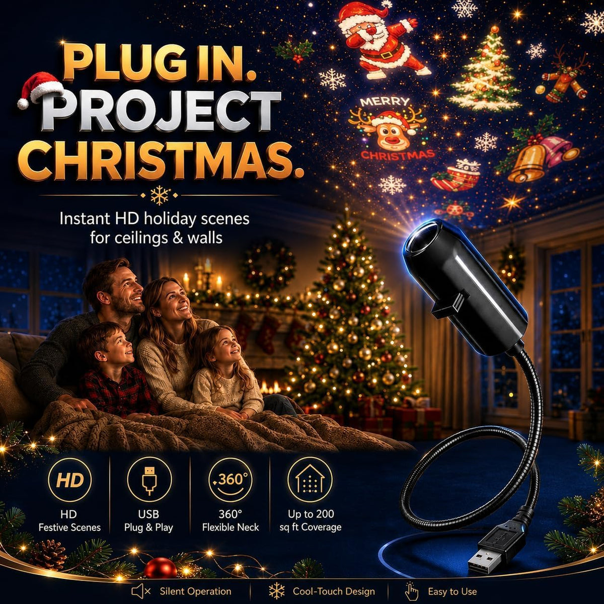 USB Christmas Scene Projector – 6 or 10 Discs