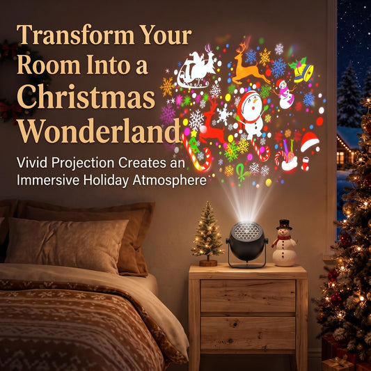 USB Christmas Projector Light – Festive Patterns or Snowflakes