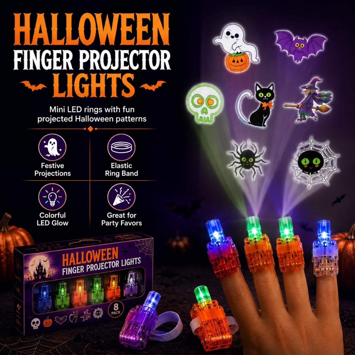 Halloween Finger Projector Lights