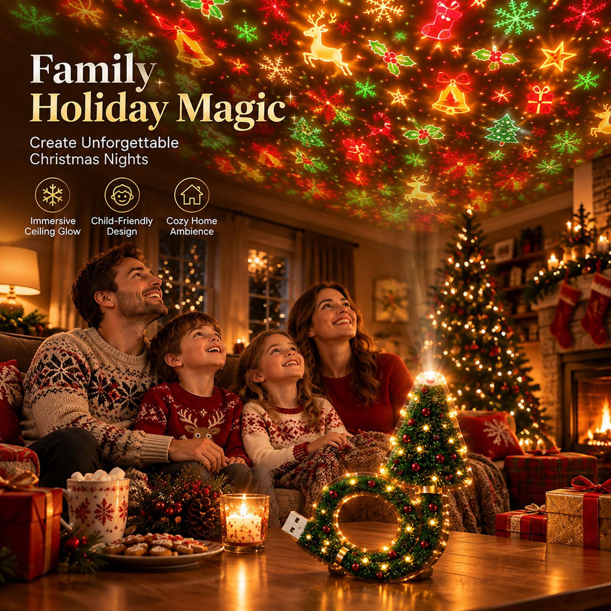 Flexible USB Christmas Light Projector