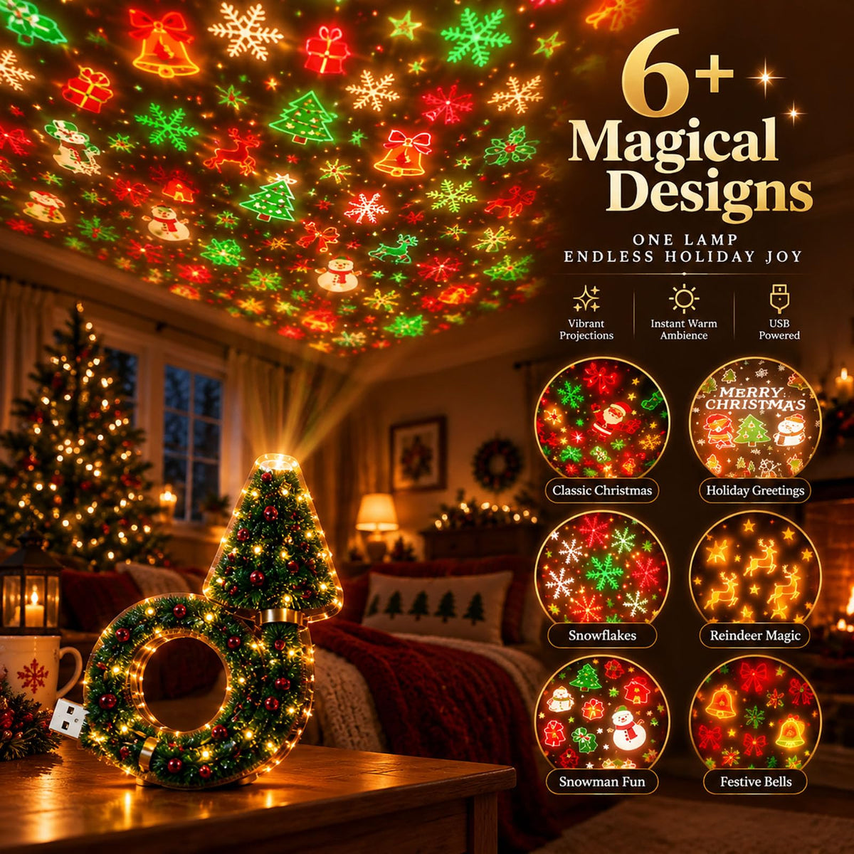 Flexible USB Christmas Light Projector